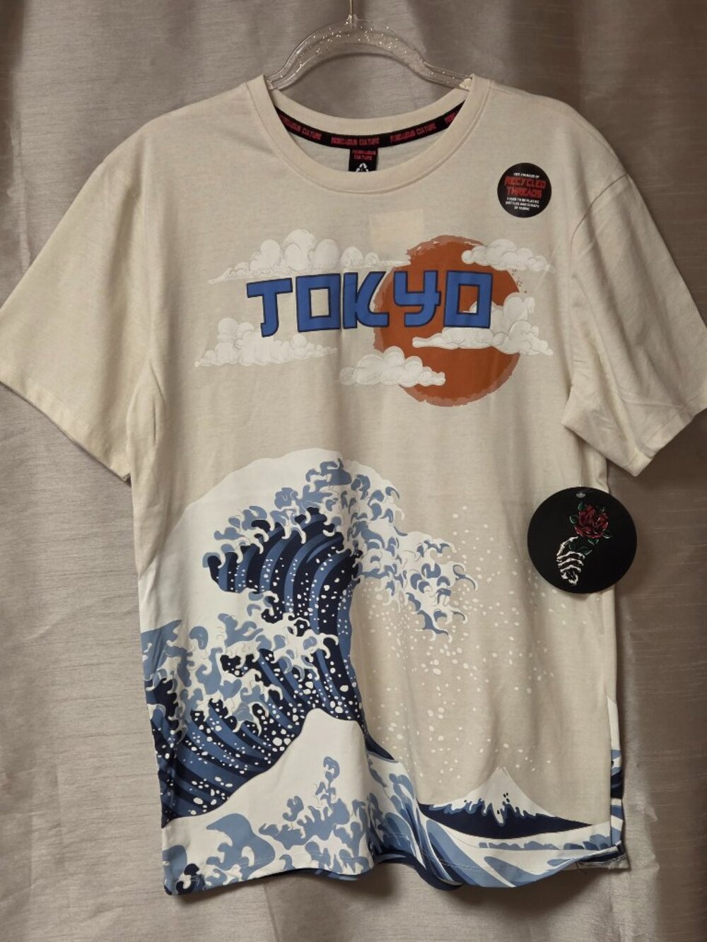 Rebellious Culture Men’s White & Blue Tokyo T-shirt, Size Medium, NWT